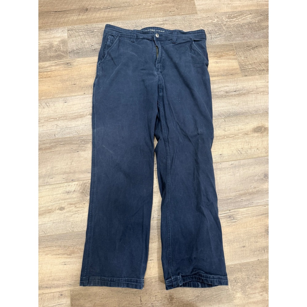 Duluth Trading Co Flex Fire Hose Relaxed Fit Pants Navy Blue Mens 38x32 Stretch